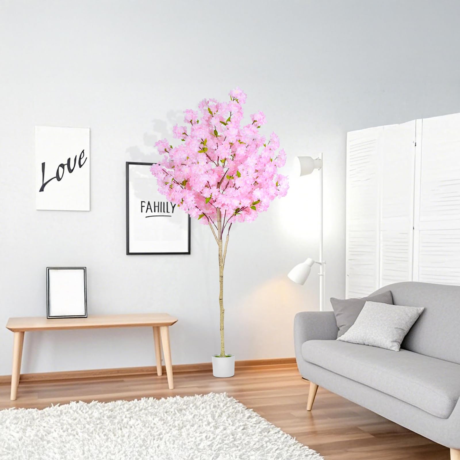 6FT Artificial Cherry Blossom Tree,Tall Fake Flower Tree with Realistic Pink …