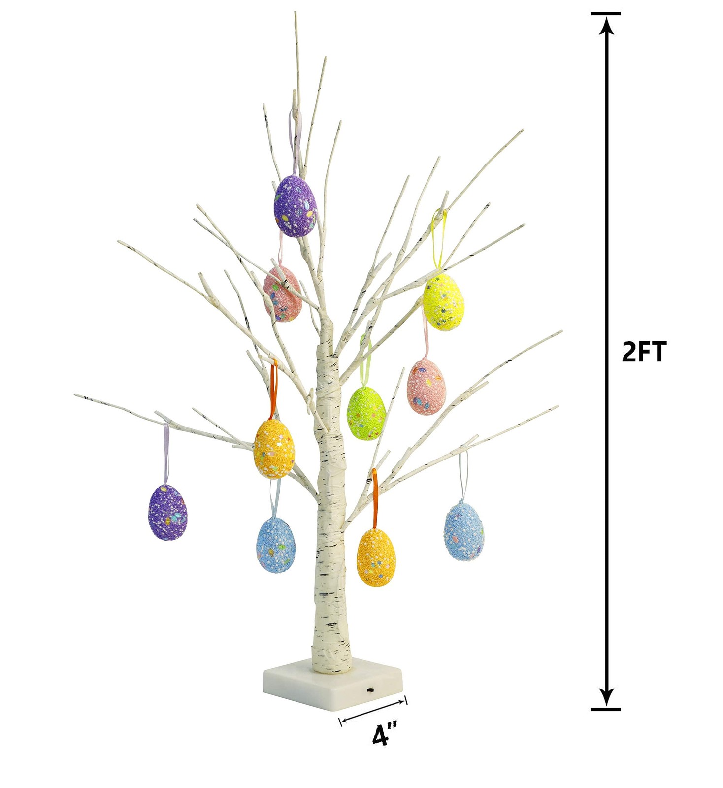 Easter Decorations kemooie 24 Inch Pre-lit White Birch Tree with 10 Hanging Ea..