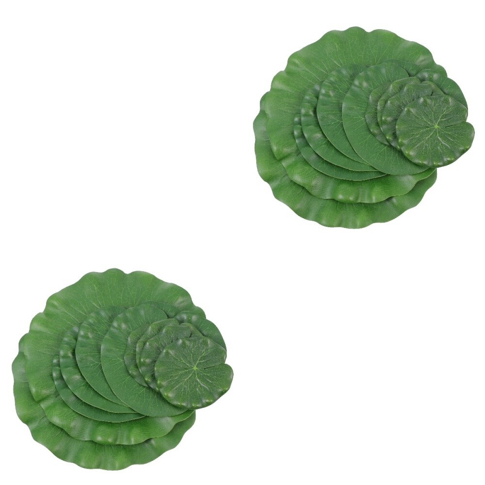 Set of 2 Simulated Lotus Leaf Decoration Artificial Leaves Aquarium Plants Fake