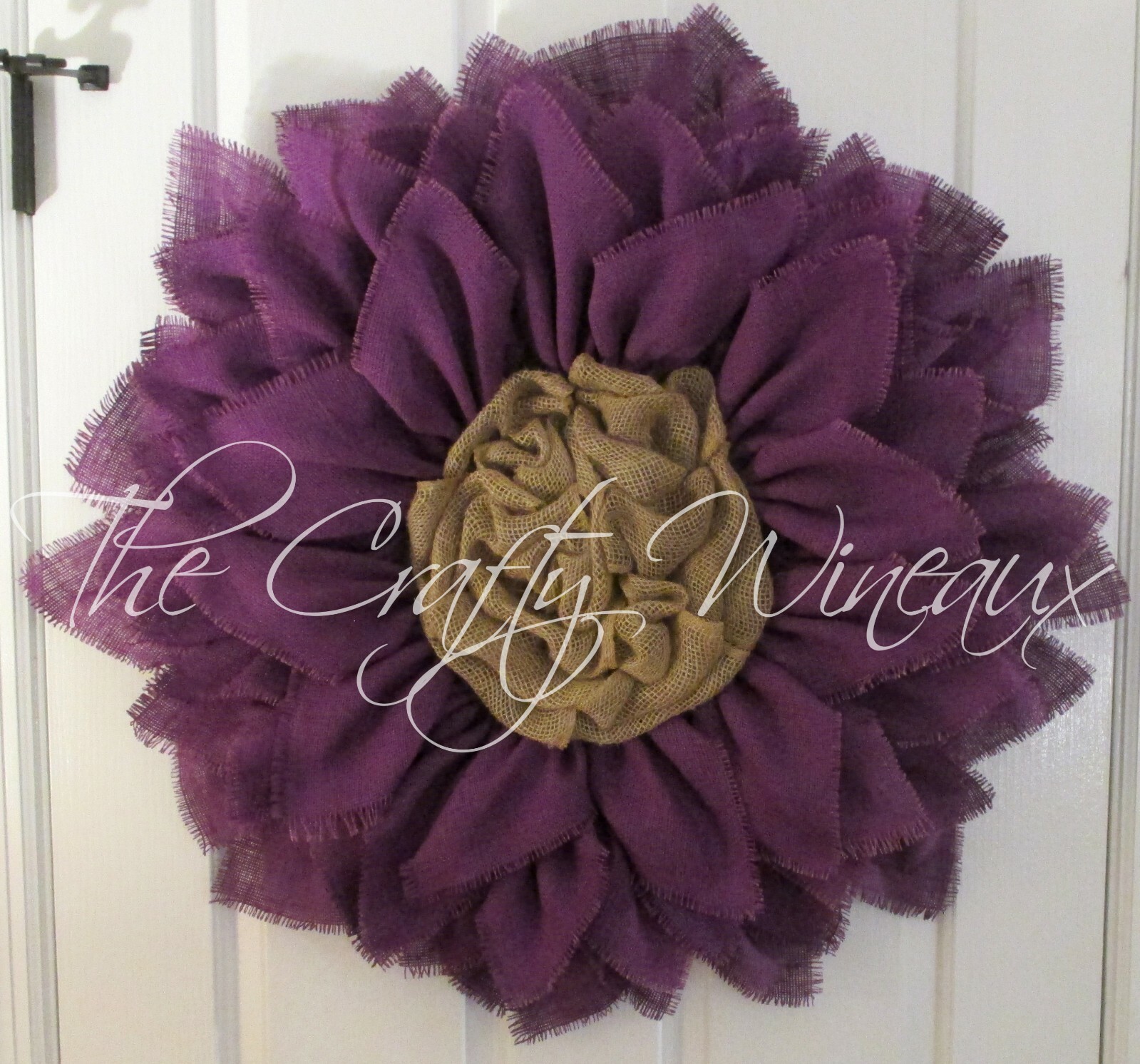 The Crafty Wineaux – Extra Large 30″ Purple Burlap Sunflower Wreath