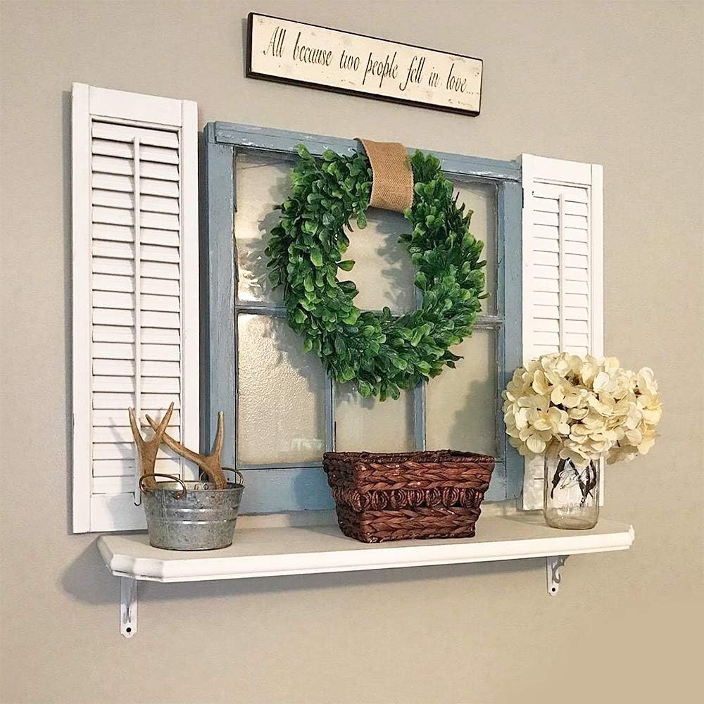 Lifelike 15″ Artificial Boxwood Wreath – Perfect for Front Door Elegance