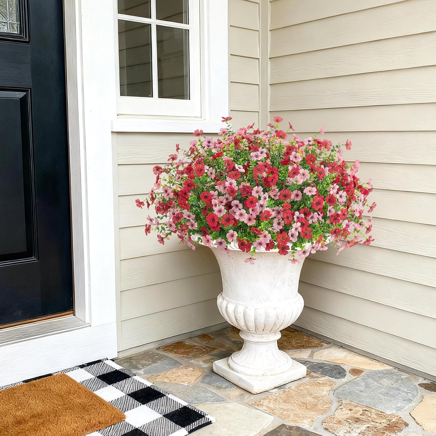 Artificial Fake Mums Flowers for Outdoor Spring Summer Decor, 12 Bundles Faux…
