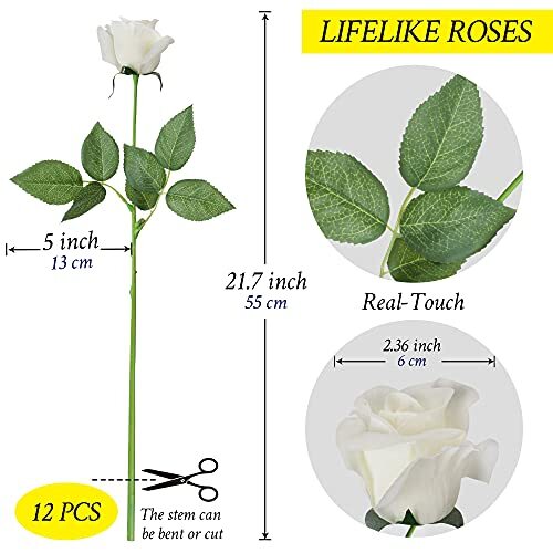 Grand Verde Roses Real-Touch Artificial Flowers Latex Full Assorted Colors