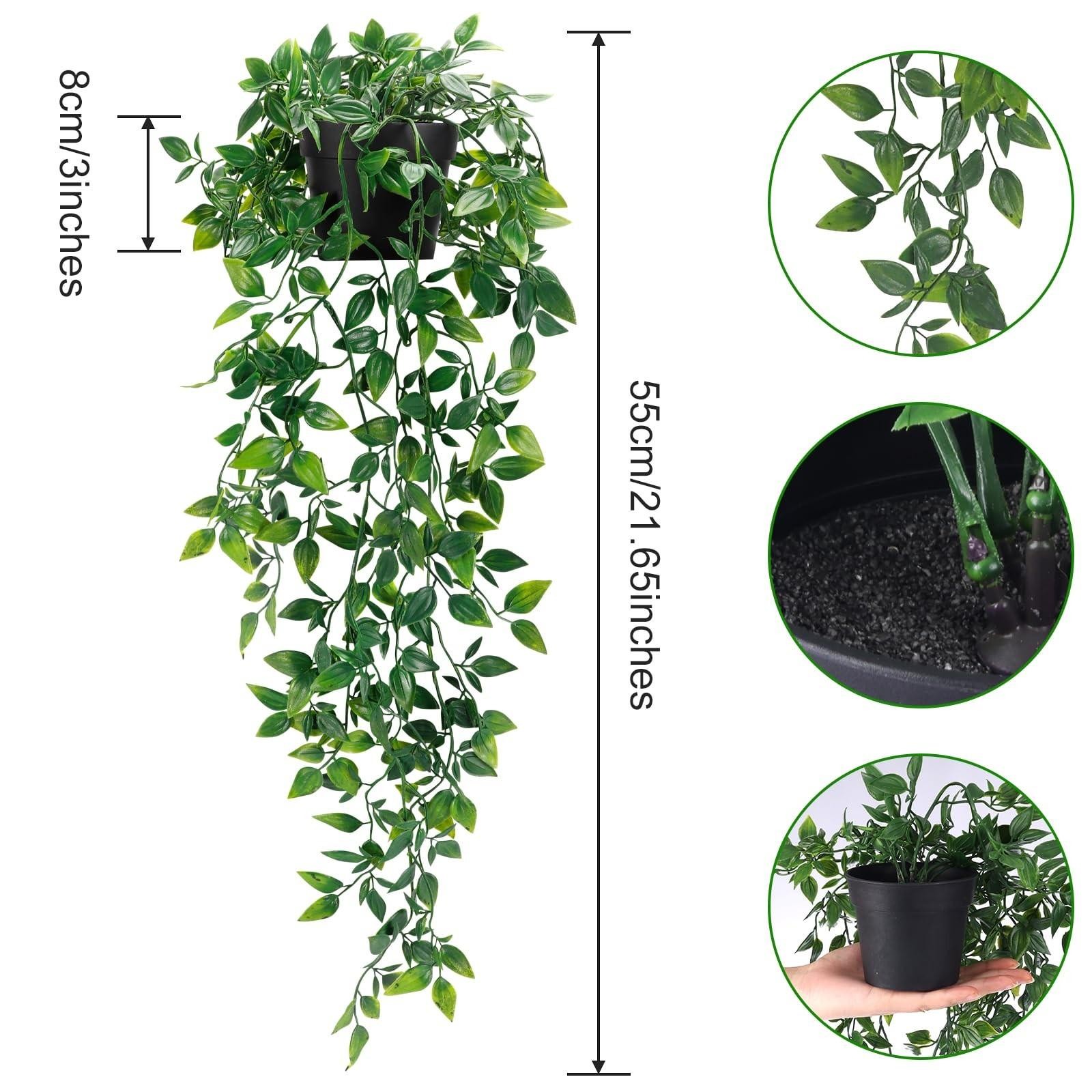 Whonline Fake Hanging Plants, Artificial Small Potted Plants for Indoor Outdo…