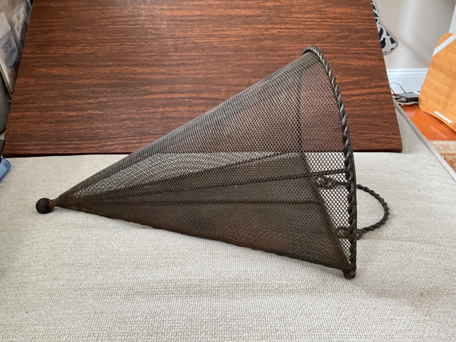 Wrought Iron Metal Hanging Wall Hugger Cone-Shaped Cylindrical Basket. Planter