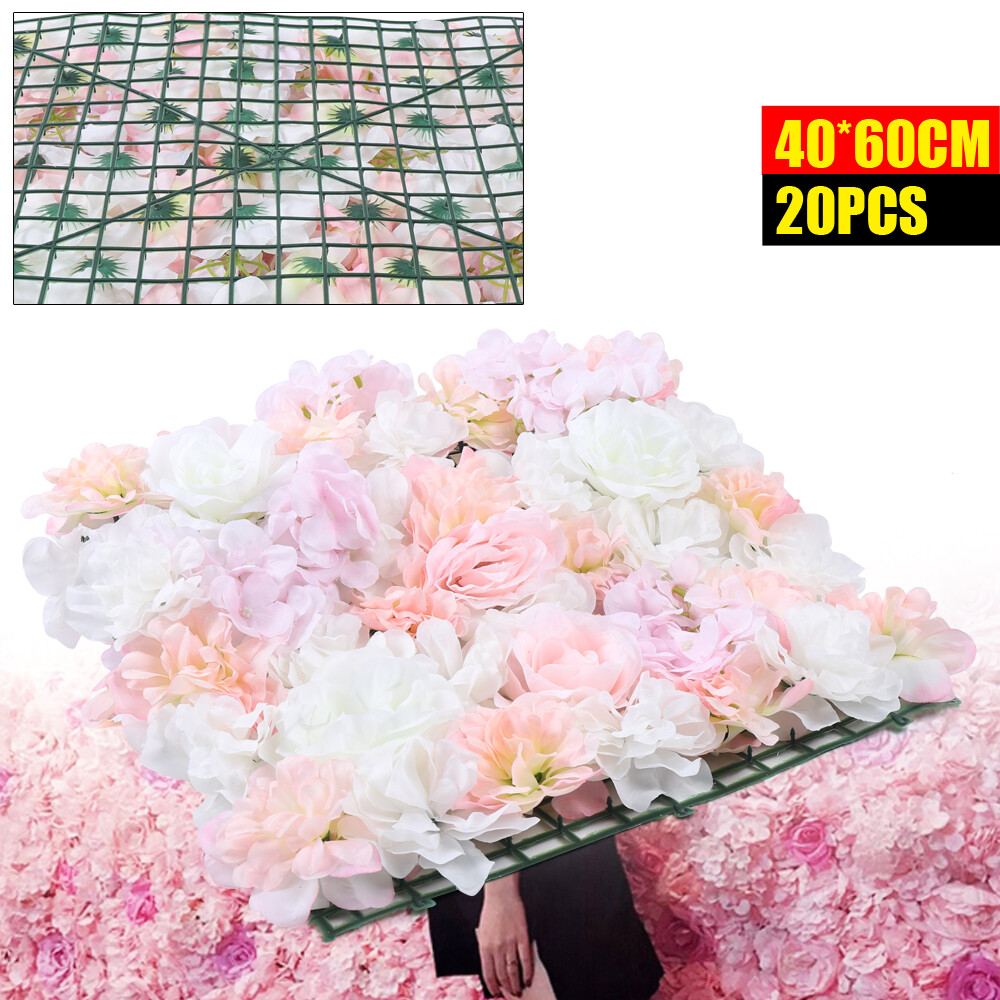 60x40cm Silk Rose Artificial Flower Wall Panel Wedding Party Backdrop Decoration