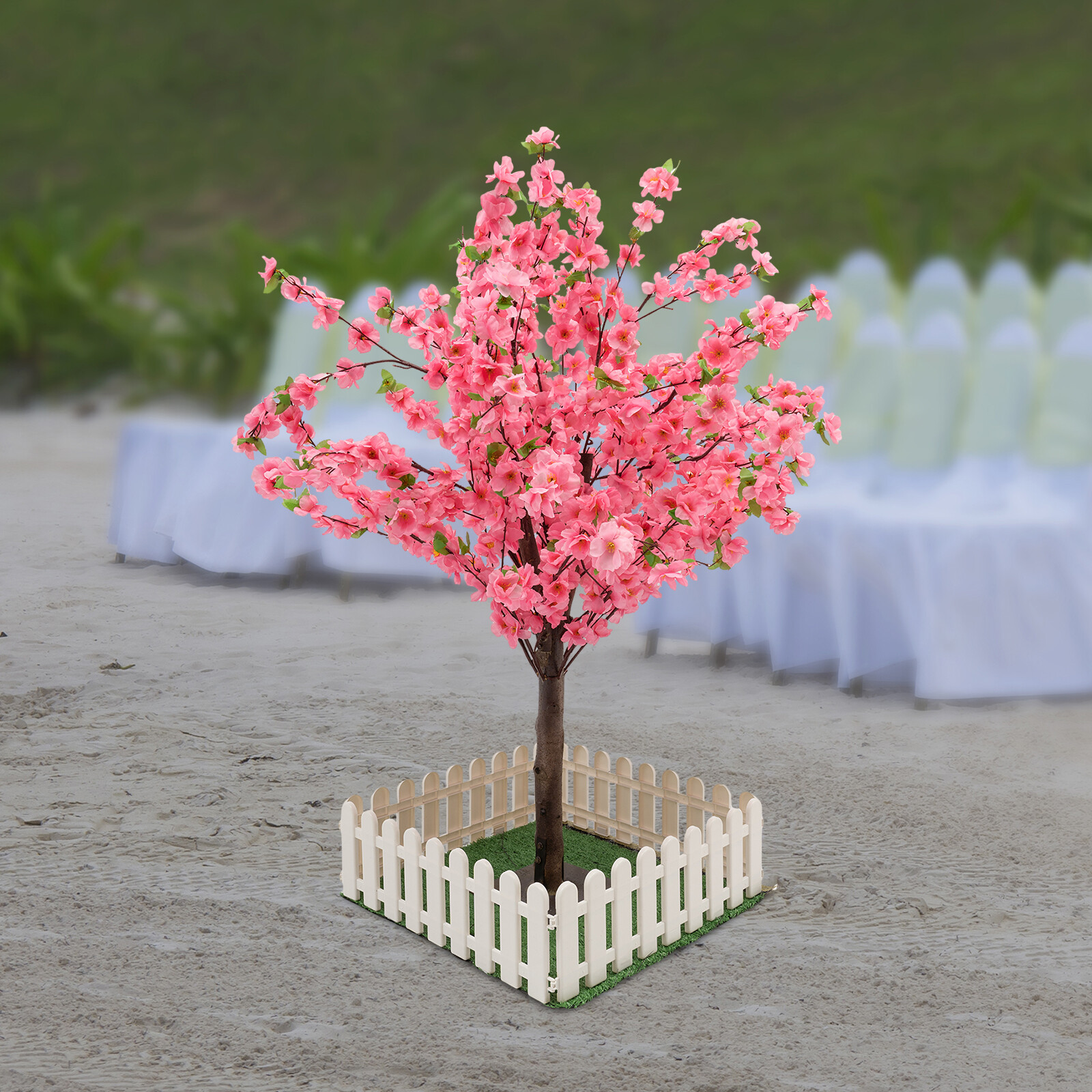 3.94ft Artificial Cherry Blossom Tree Pink Fake Sakura Flower Pink Sakura Tree
