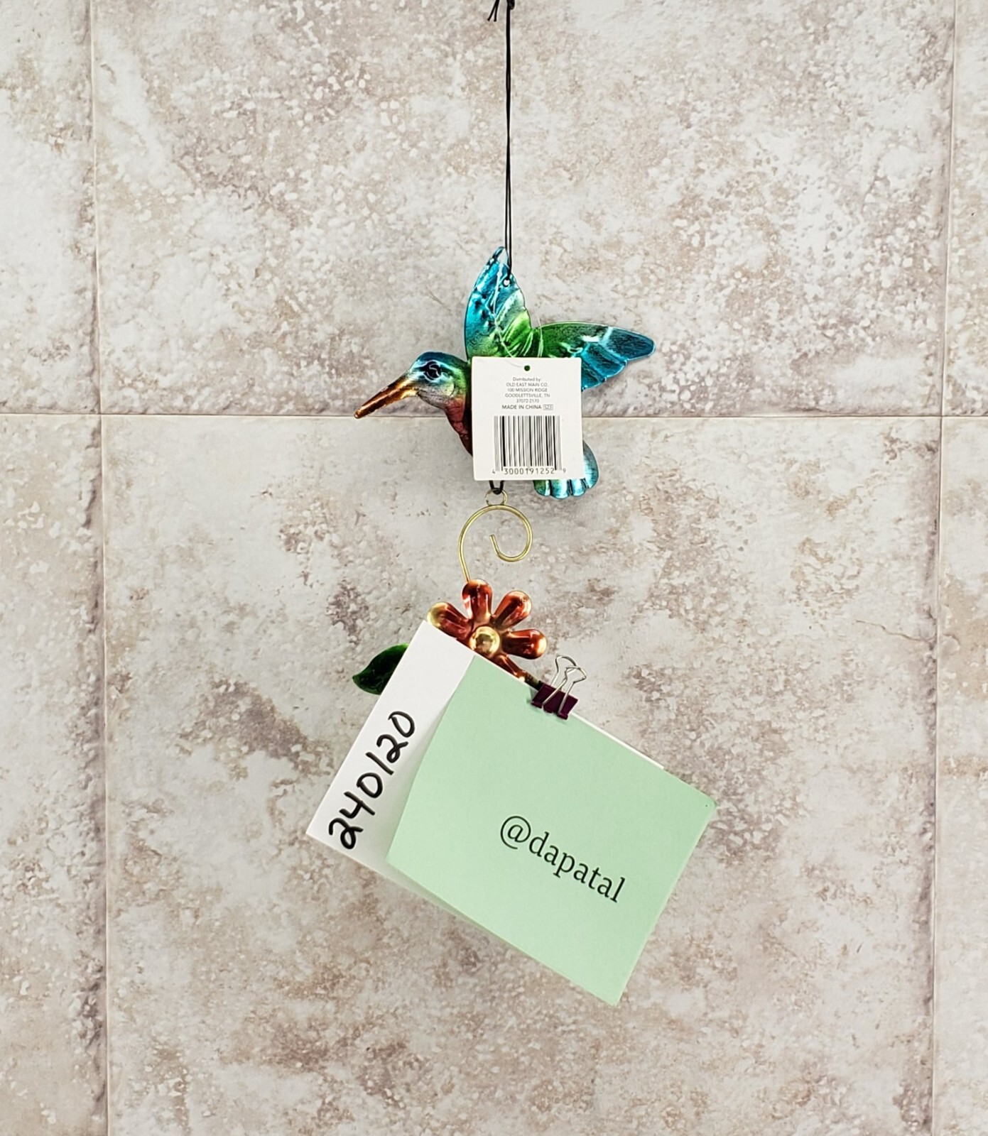 Decorative Hanging Hummingbird w/ Flower Indoor Outdoor Metal Sign True Living