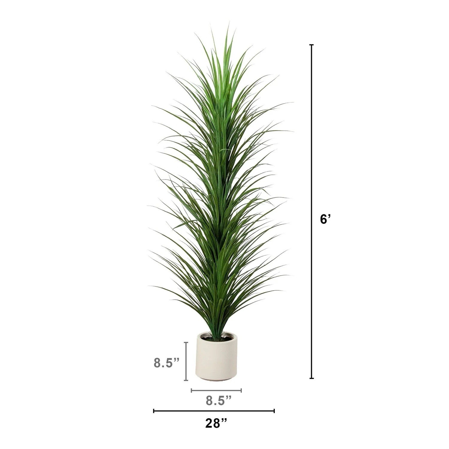 6’ UV Resistant Artificial Grass Plant in White Planter Indoor/Outdoor