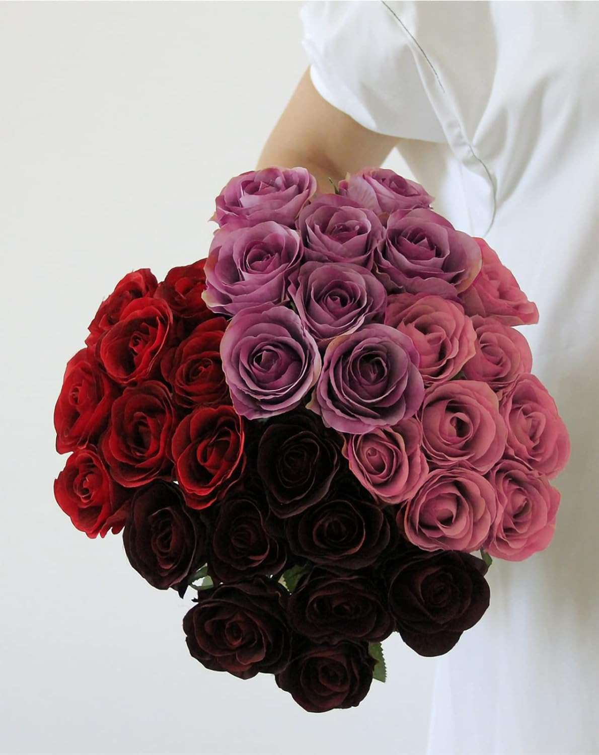 Artificial Roses Flowers for Flower Arrangement, 12 Pcs Silk Red Rose Bouquet fo