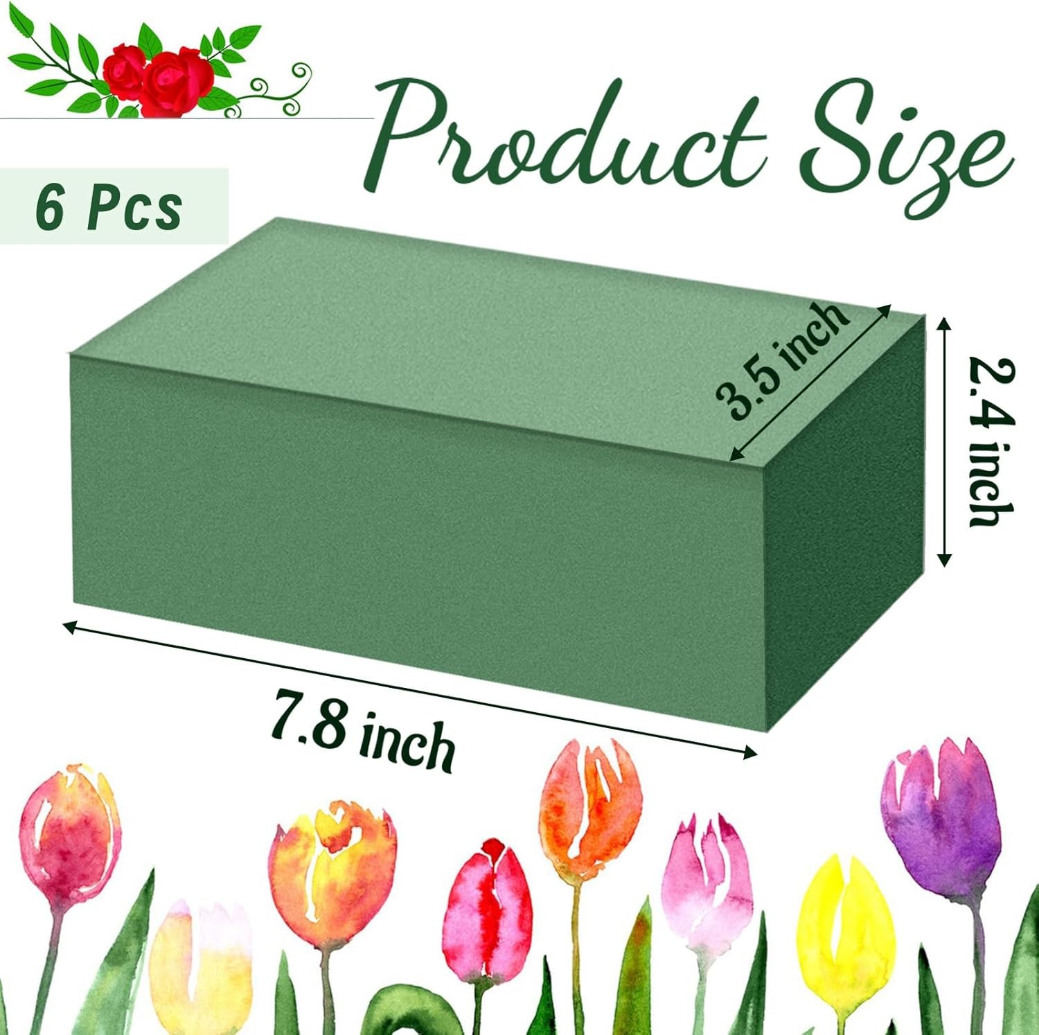 6 Pcs Floral Foam Blocks Green Wet Dry Florist Foams for Artificial Fresh