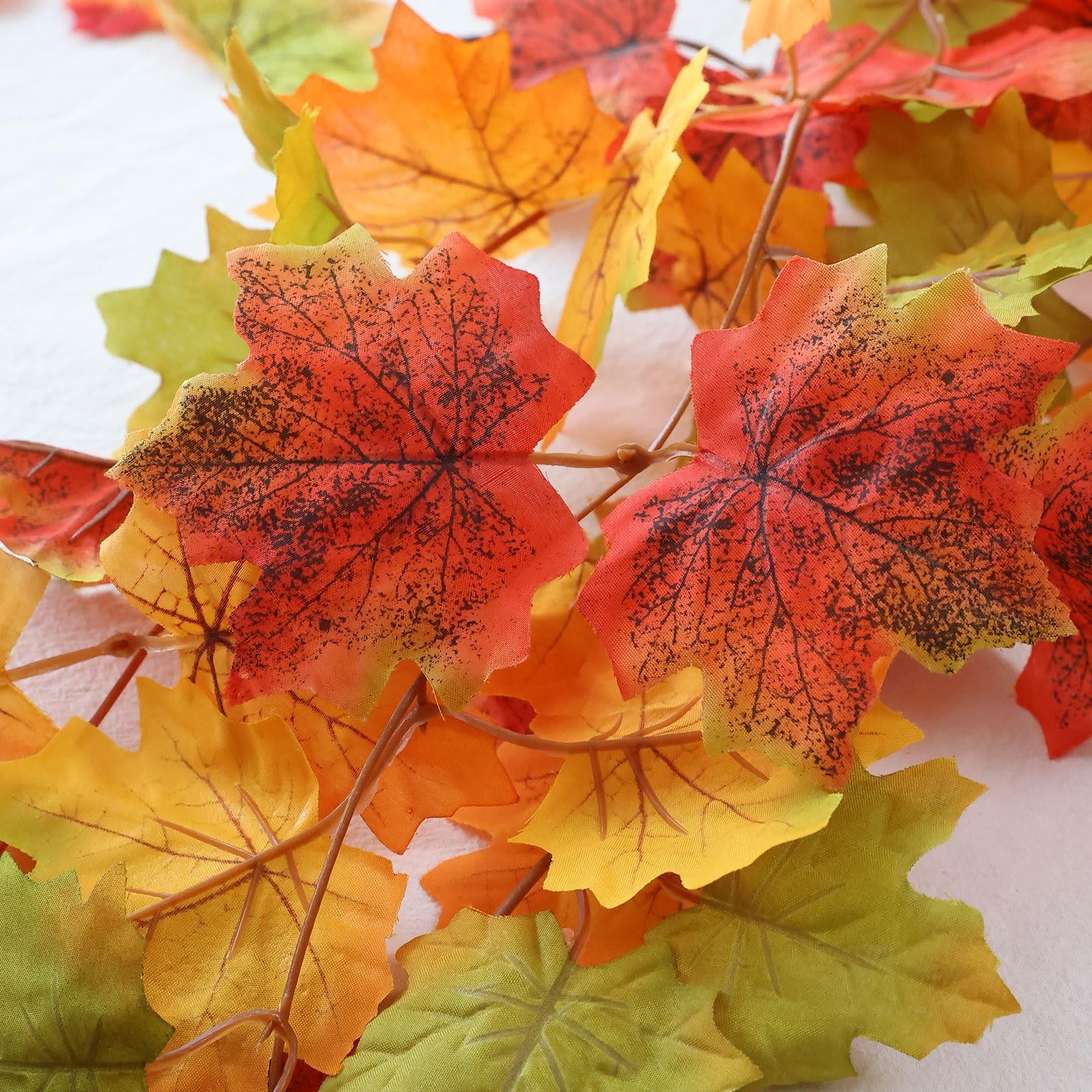 Fall Decor 5 Packs 390″ Artificial Maples Vines Garland Fake Vine Fall Garlan…