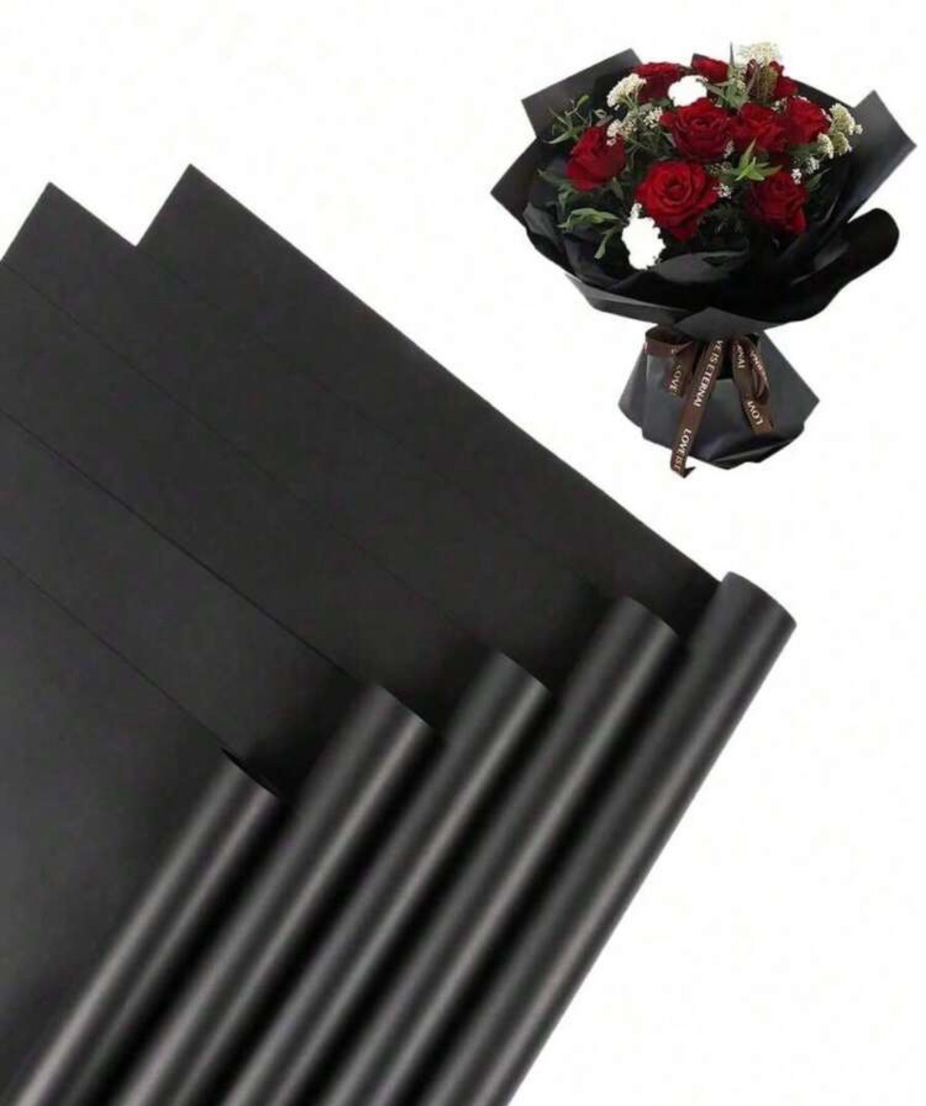 Black Wrapping Korean Paper Sheet for Floral Arrangements, Bouquet, Gift.