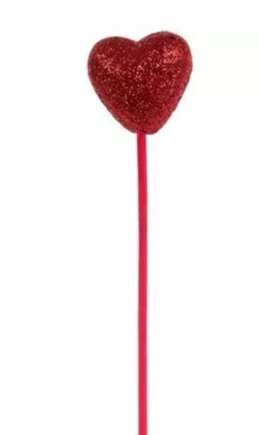 Red Glitter Heart Picks Valentine’s Day Picks Home For Baskets Party Supplies