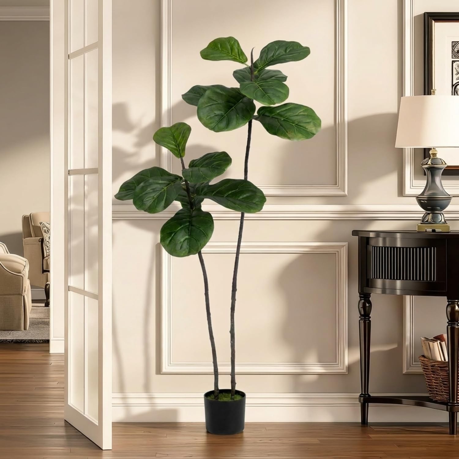 Artificial Fiddle Leaf Fig Tree – 4FT Faux Large Tree, Fake Plants Tall Fake …
