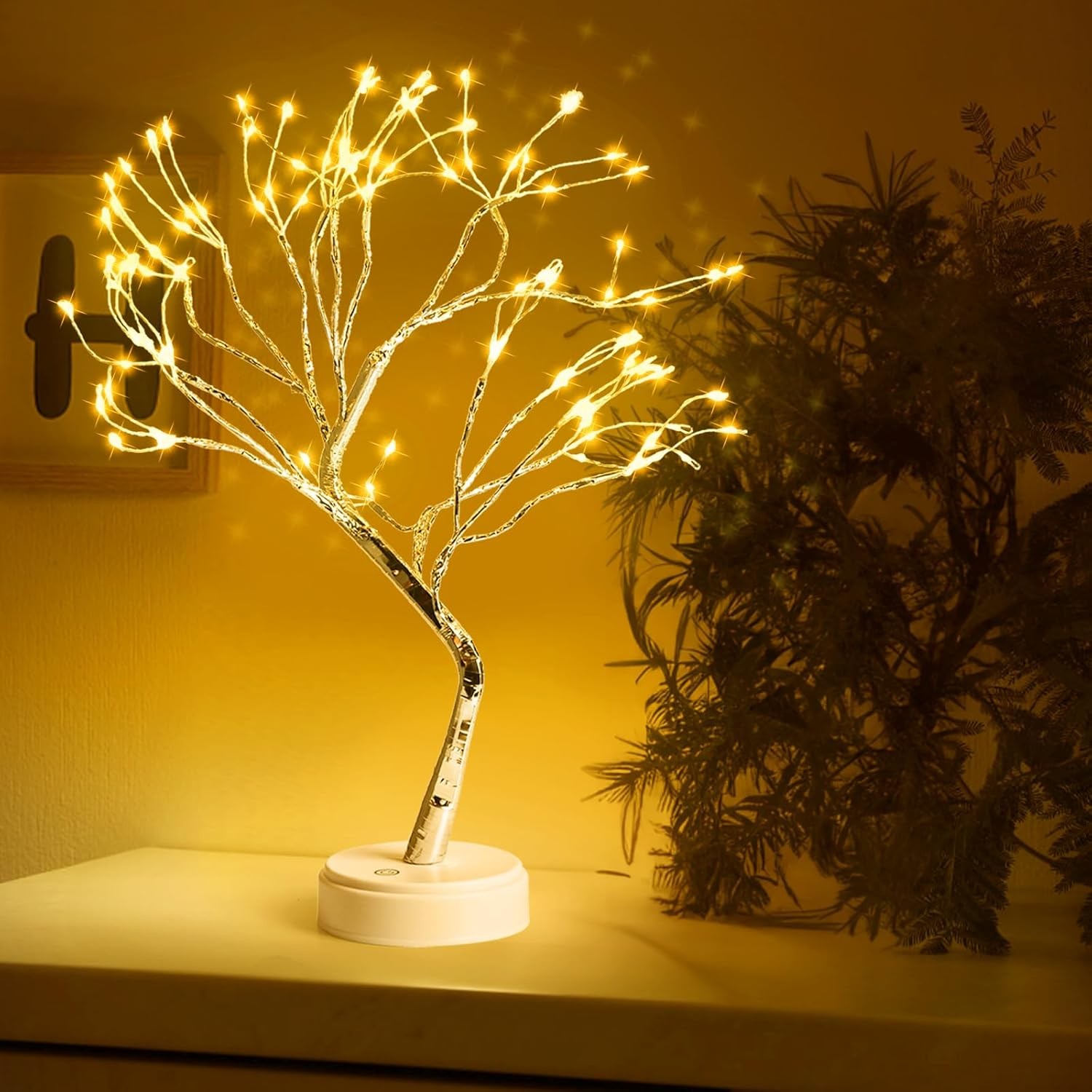 Hbaushun 20″ Tabletop Bonsai Tree Light, 108 LED Fairy Light Warm White