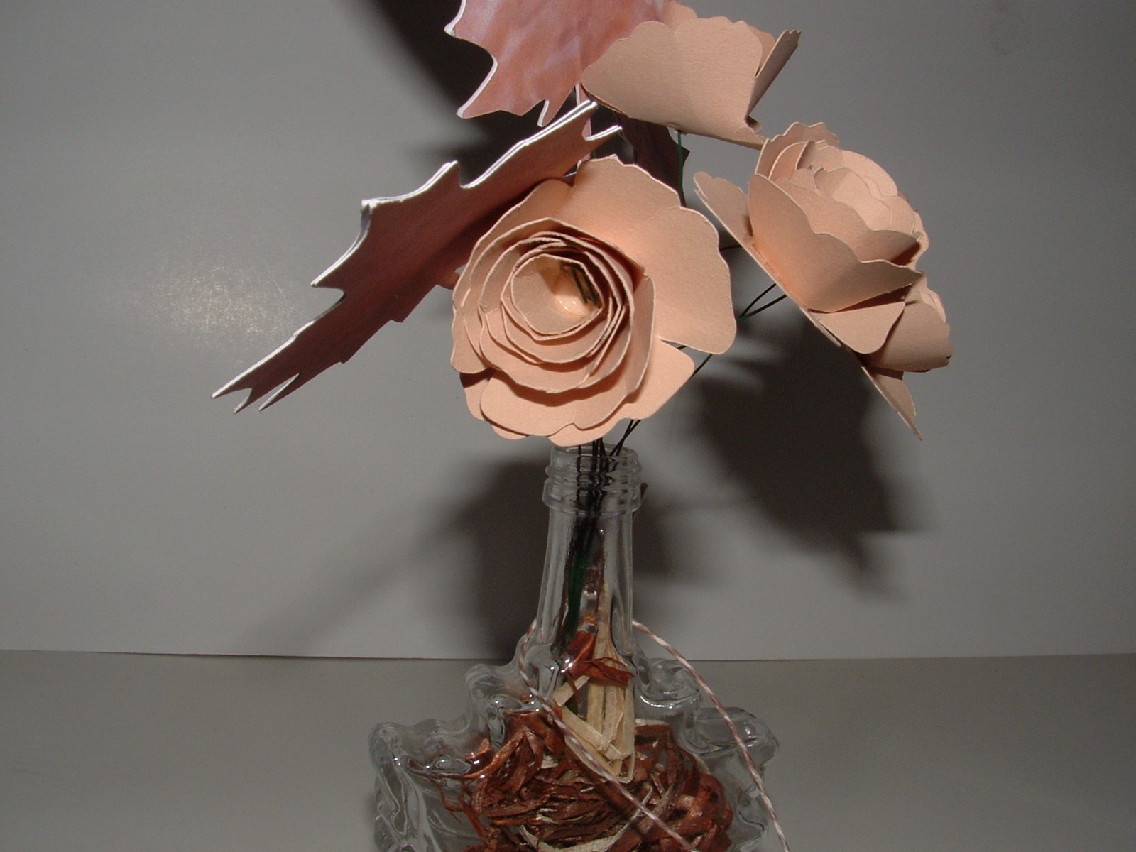 Paper Handmade Fall Flower & Leaf Bouquet, Leaf Shape Upcycled Vase, Gift Tag