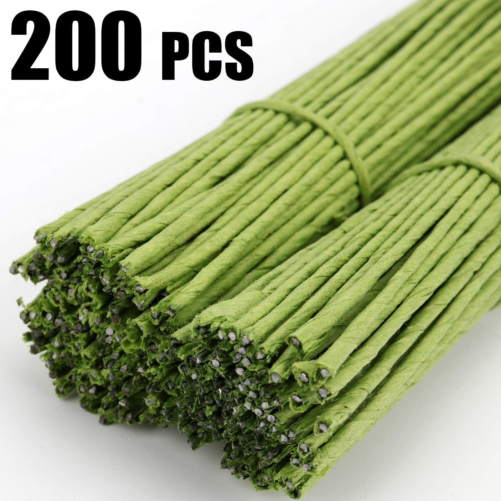 200 PCS 14 Gauge Green Floral Stem Wire 15.75″ for DIY Flower Arrangements & Cra