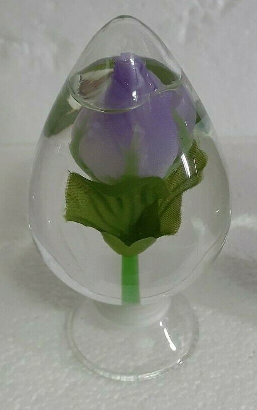 Vintage Eleco Water Globe Set Pink Purple Blue Silk Flower Ornament Taiwan 1970s