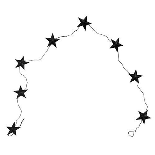 NEW PRIMITIVE Americana Barn STAR Garlands SET OF 2 BLACK 5 feet long x 2.75″ W