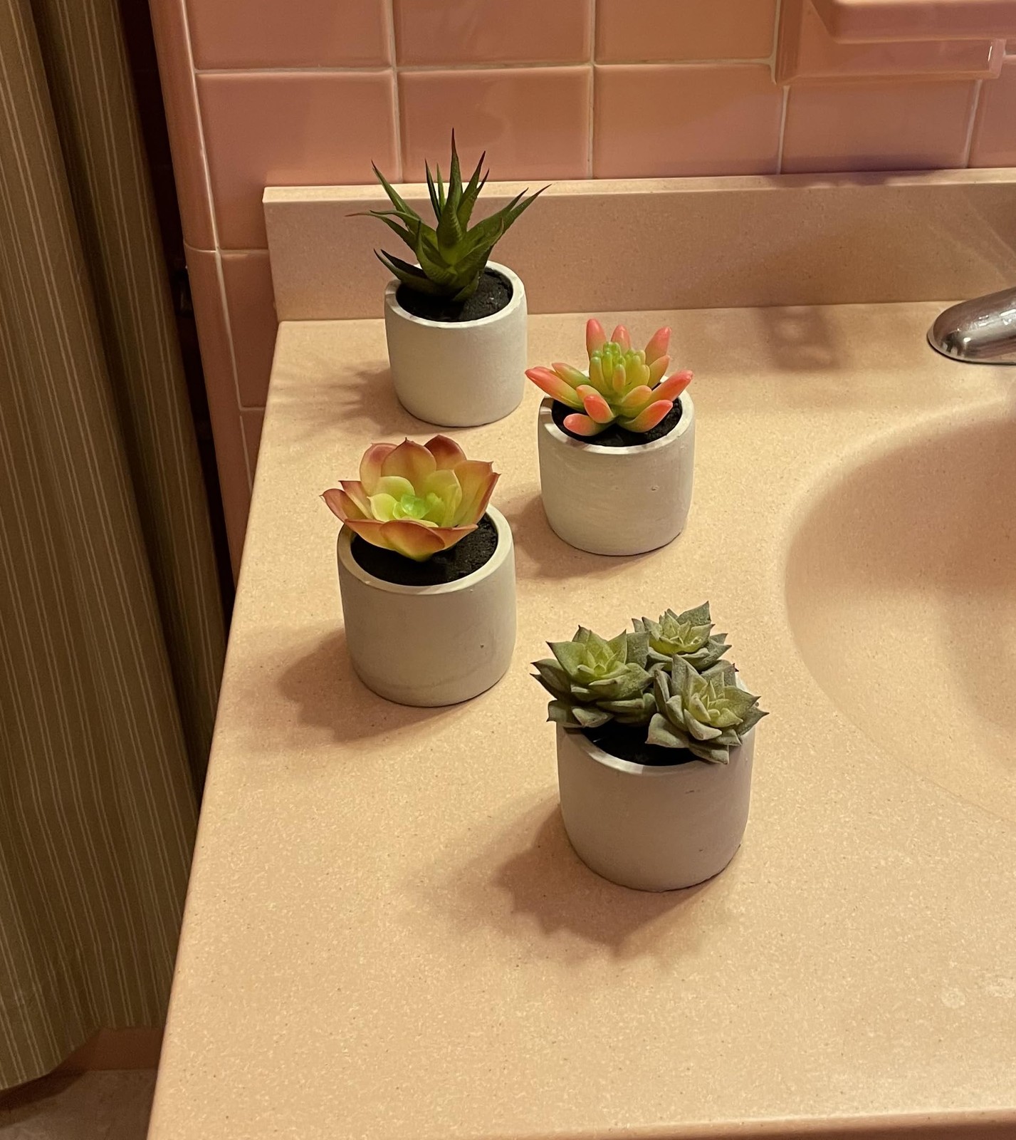 Artificial Fake Succulent Plant in 2.75” Diameter Pot, Set of 4 for Kitchen, …