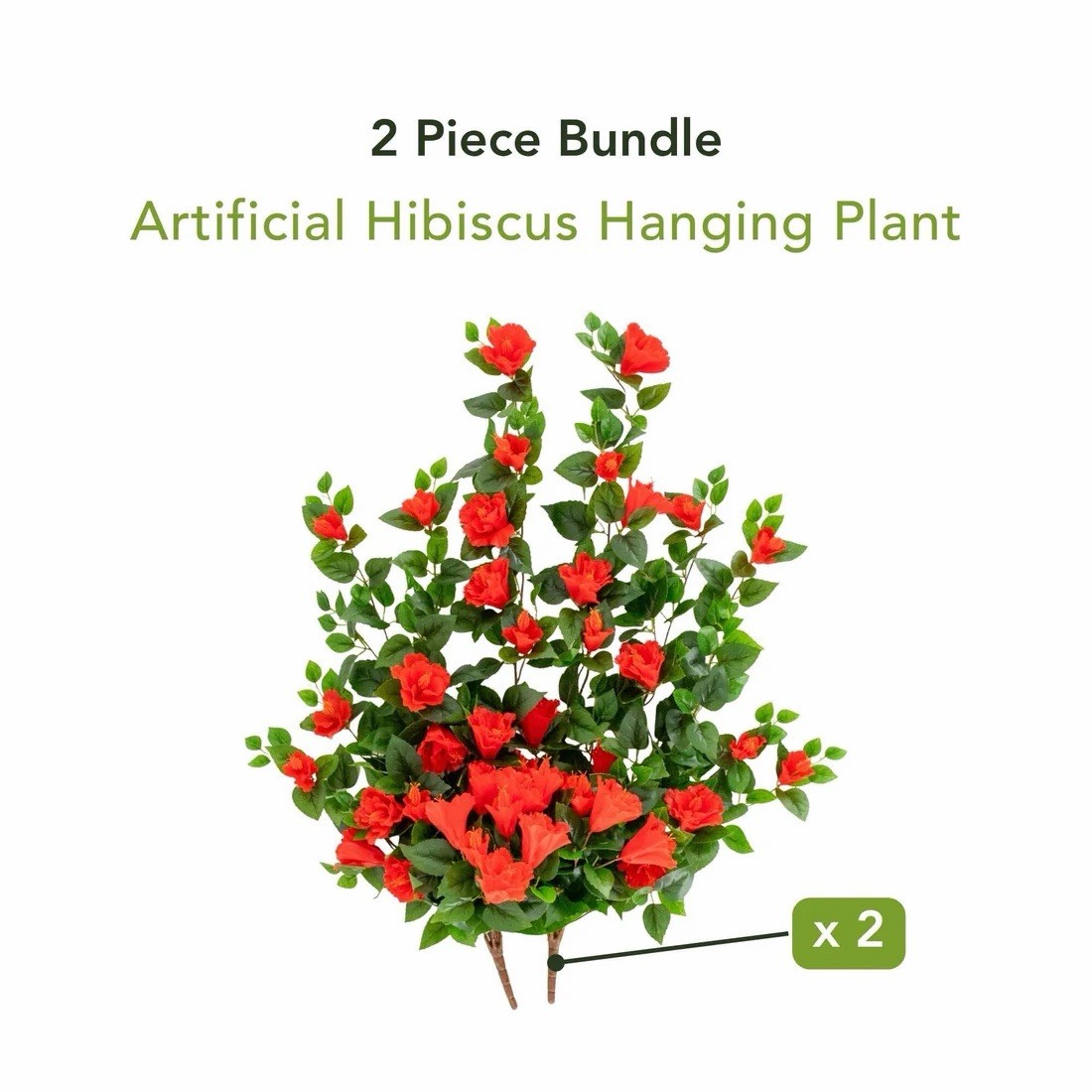 41″ UV Resistant Artificial Hibiscus Hanging Plant (Indoor/Outdoor) – Set of 2