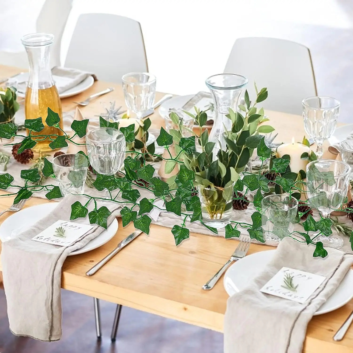 1/5PCS Artificial Plants Green Leaf Vine Centerpieces Wedding Home Roomoutdoor G