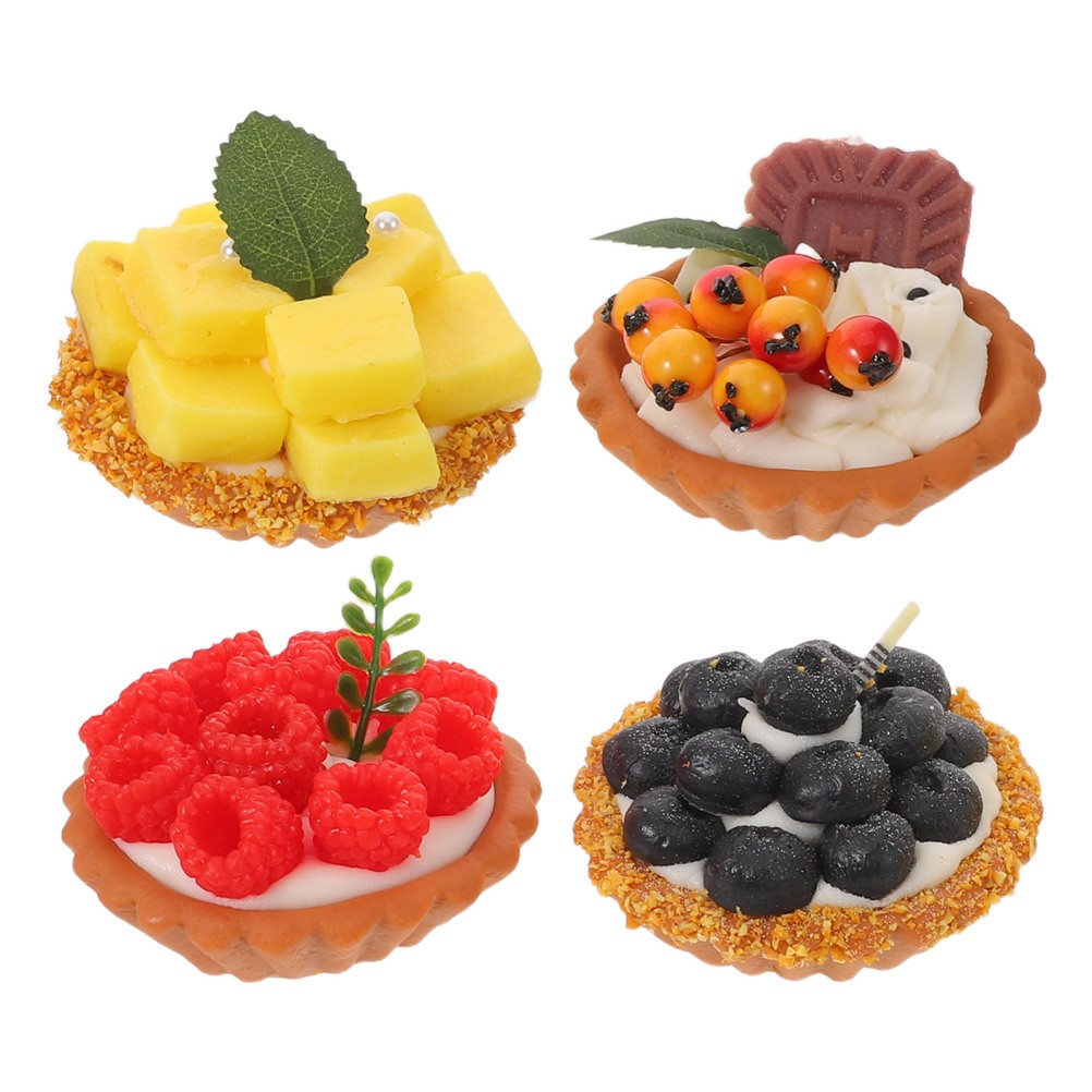 4Pcs Durable Simulated Food Egg Tart Models Assorted Colors for Bakery Decor