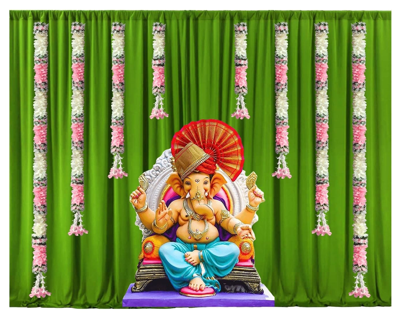 Backdrops Garland for Home Curtain Decoration Diwali Set of 8 Light Pink