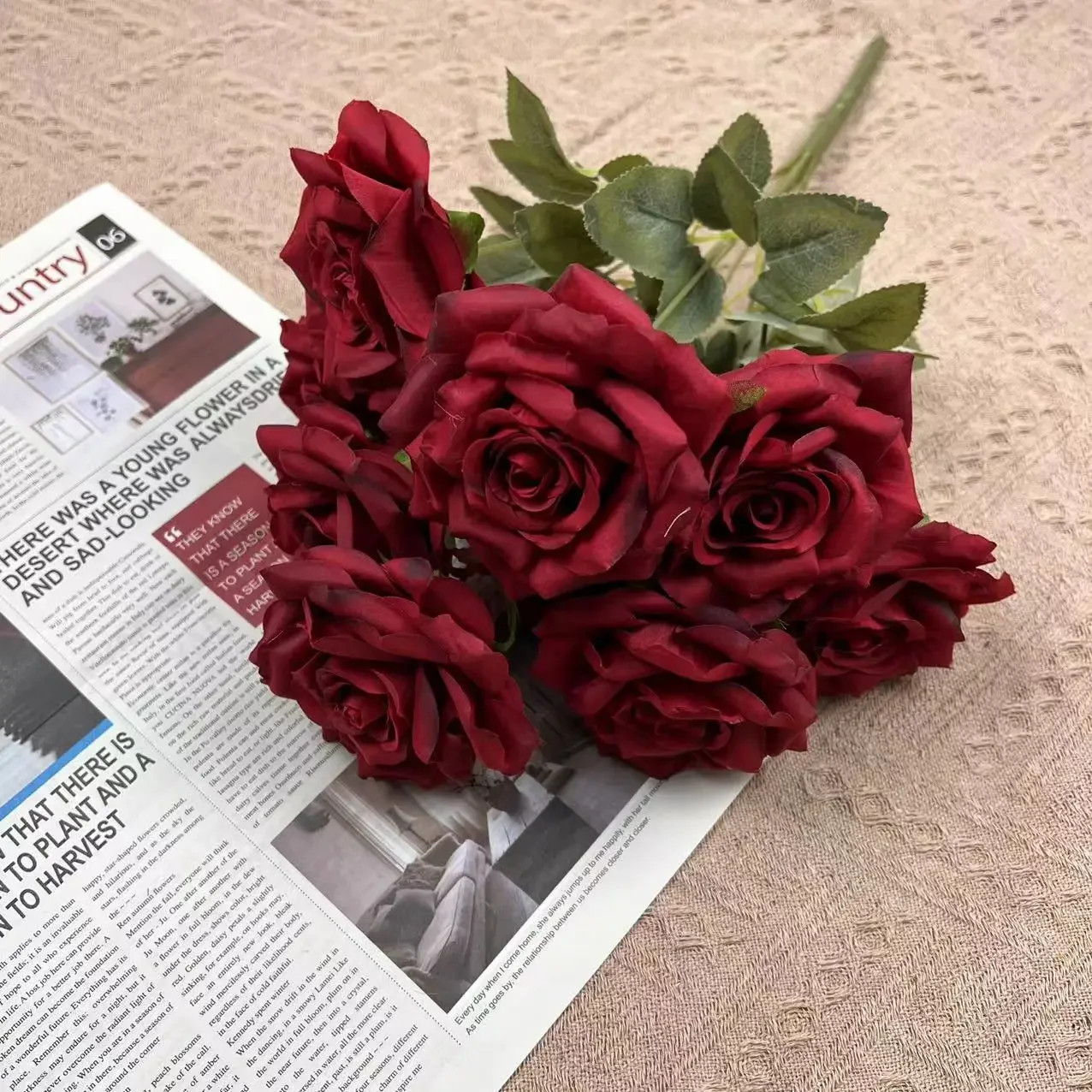 9 Head Diamond Roses European Artificial Flowers Home Wedding Rose Wedding Hotel