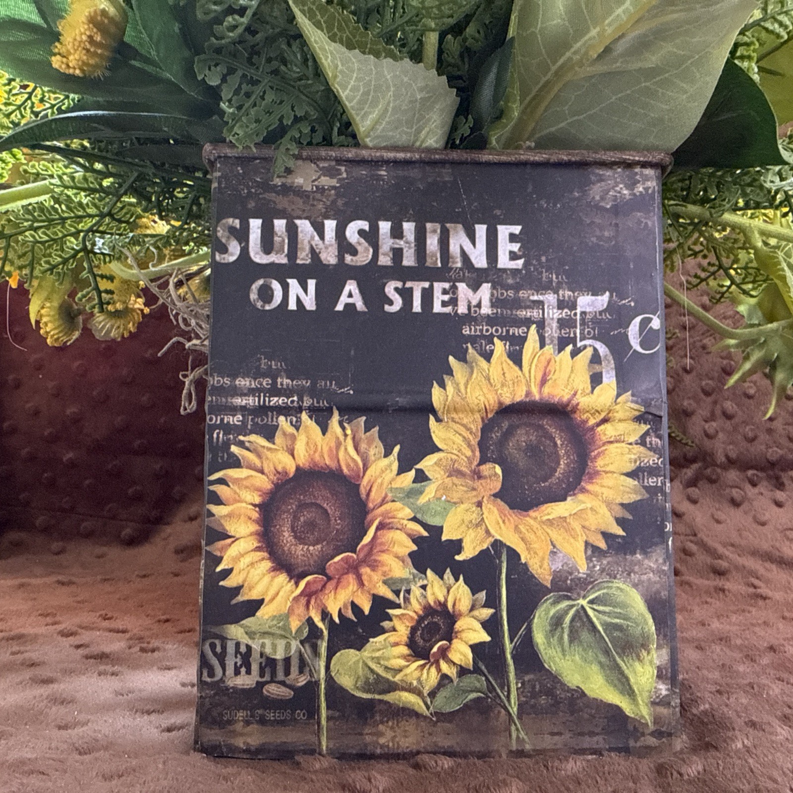 Sunshine On Stem Beautiful Sunflower Rustic Country Cottage Farmhouse DECOR21x18