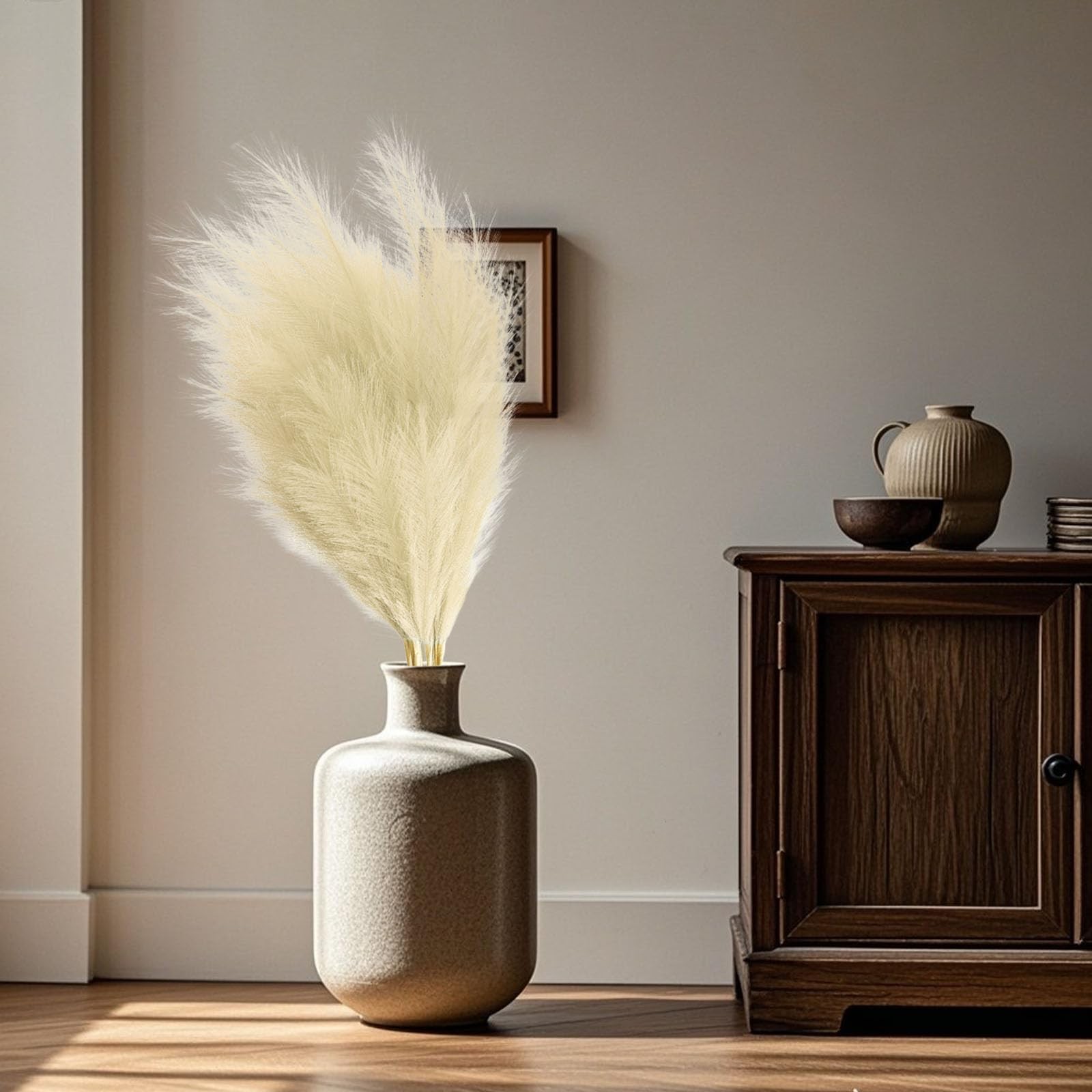 8 PCS 45 Inch Artificial Tall Faux Pampas Grass Bulk Dried Decor Floor Vase Boho