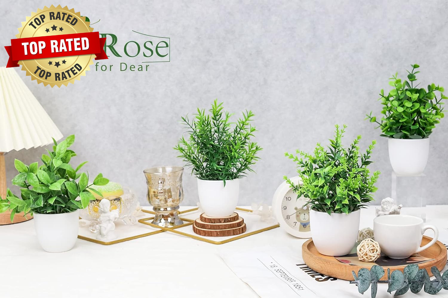 4 Pack Faux Plants Indoor Small Fake Plants for Bathroom Decor | Fluffy Pretty L