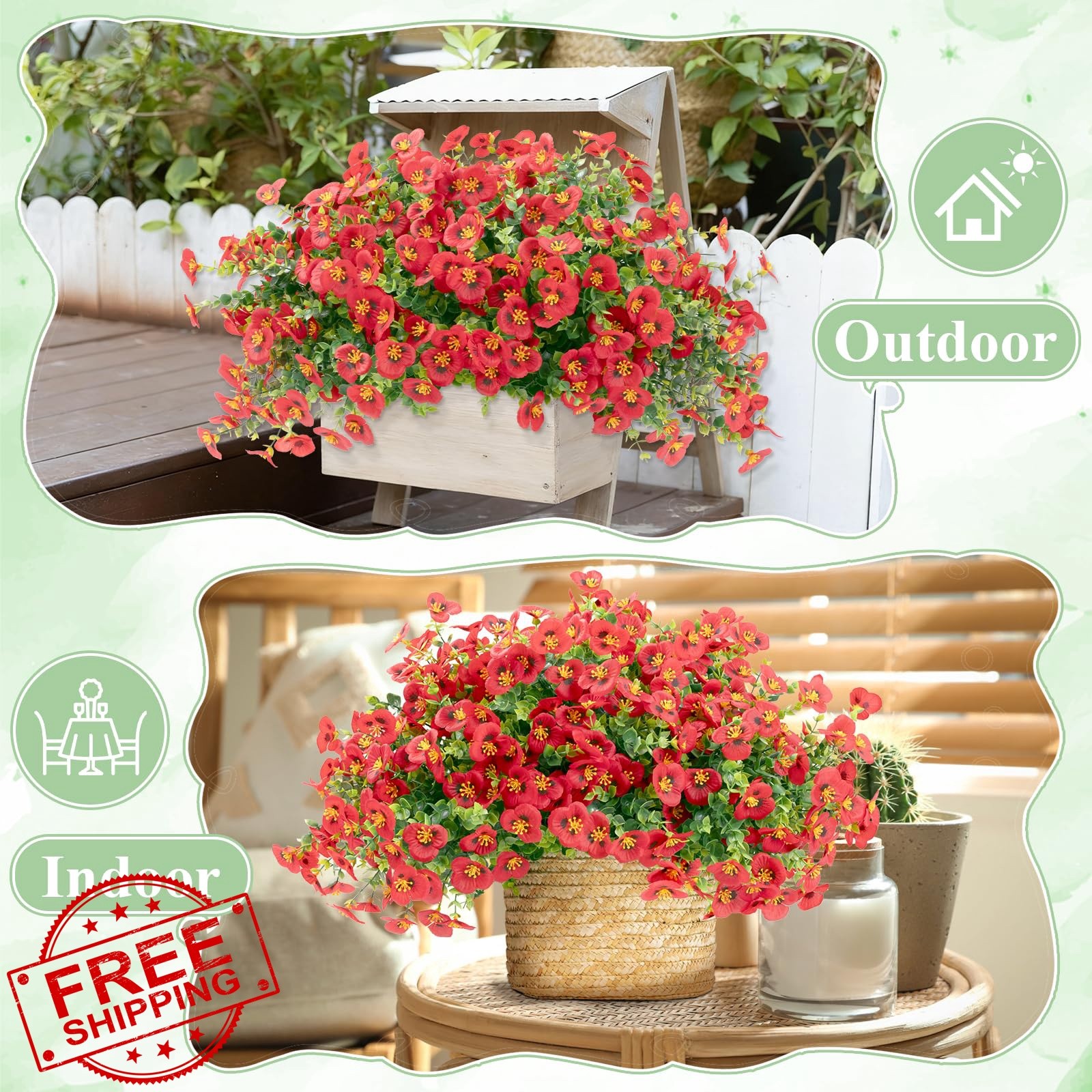 U’Artlines Red 16 Bundles Artificial Flowers