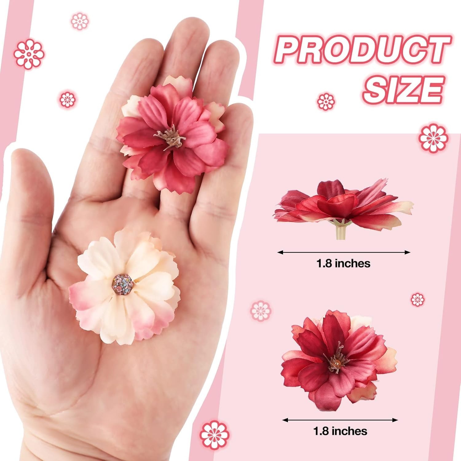 120 Pieces Faux Flowers for Crafts Artificial Small Flower Heads Silk Flowers…