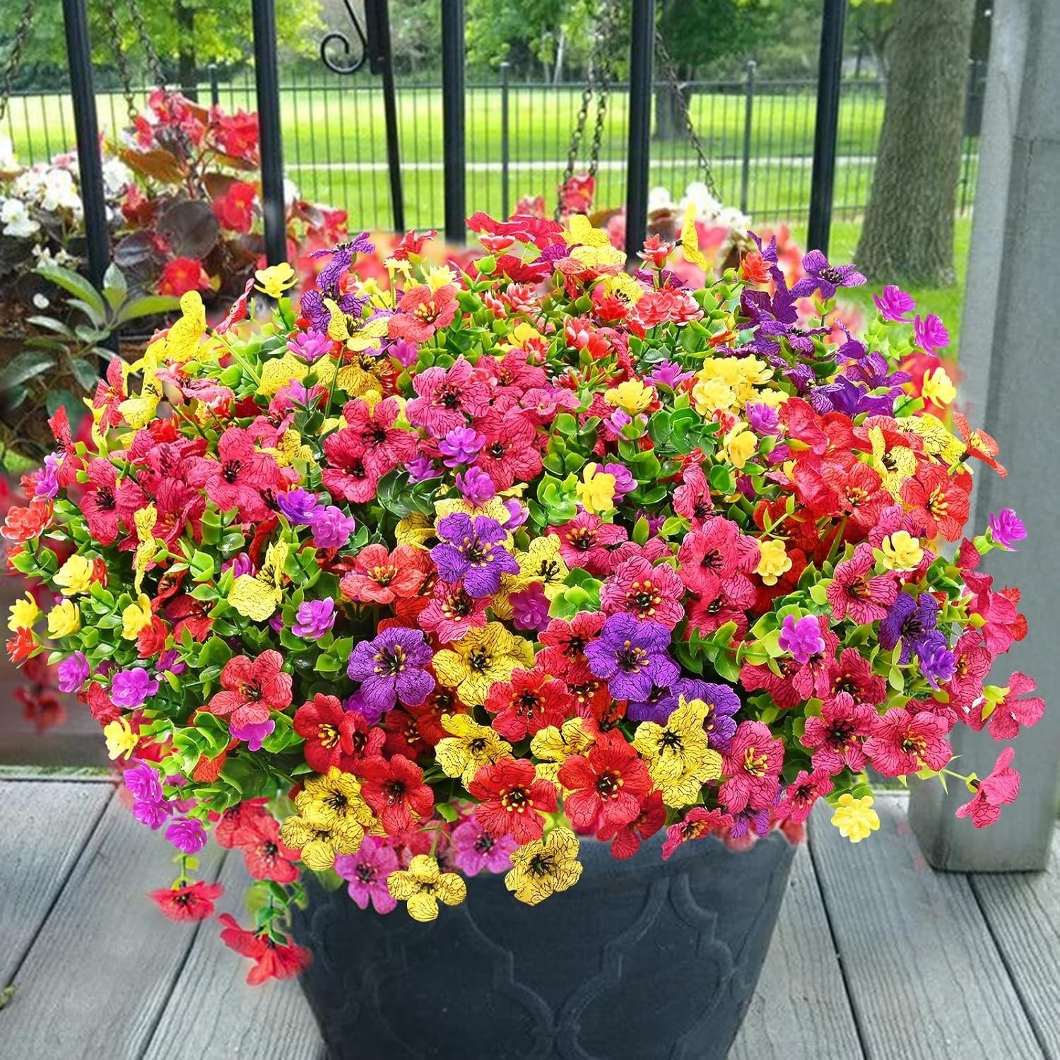 Vibrant 14 Bundles of UV Resistant Artificial Outdoor Flowers for All Seasons