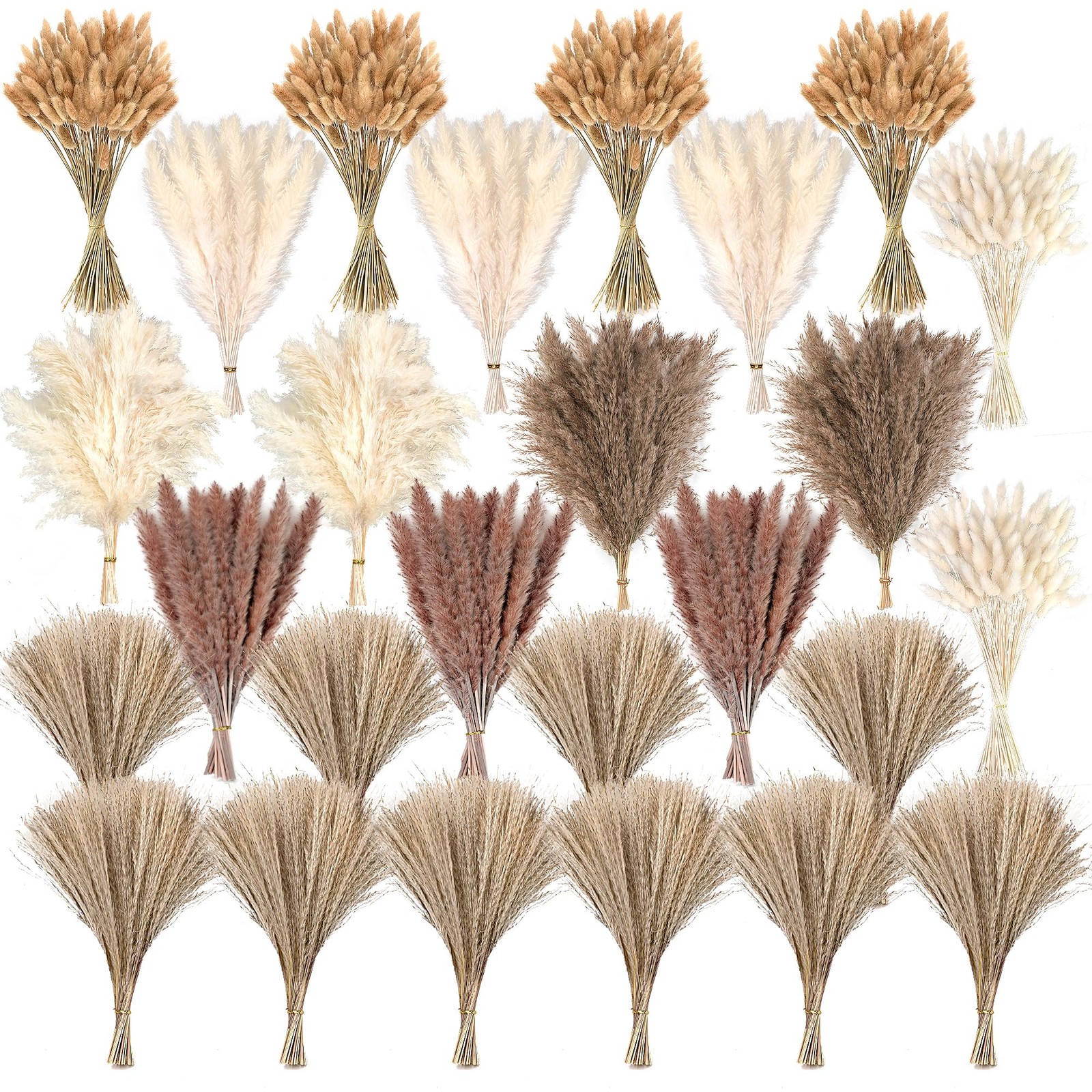 610 PCS Dried Pampas Grass Decor, Dried Flower Bouquets for Wedding, Home, Ce…