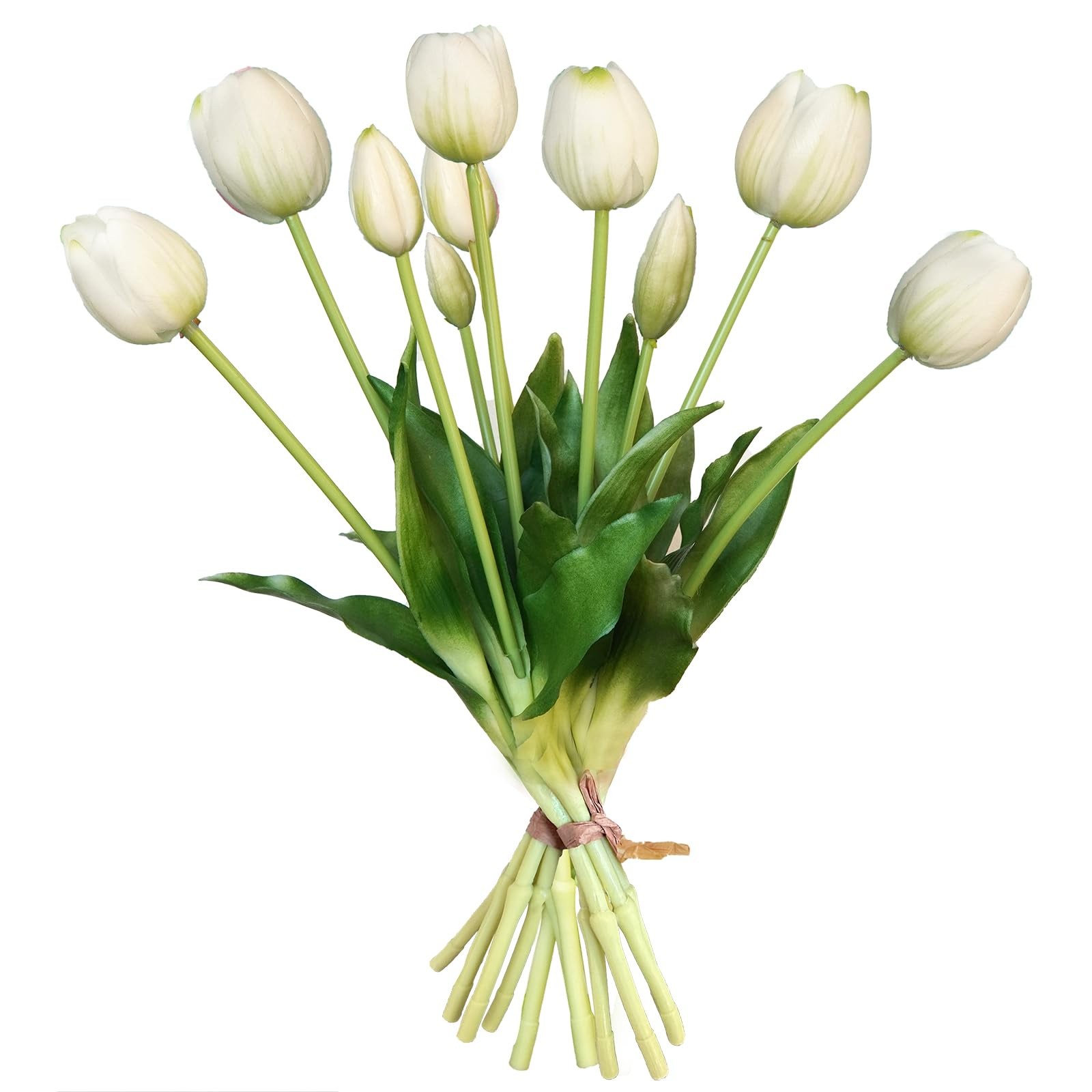 10 PCS White Fake Tulips Real Touch Artificial Flowers Wedding Bouquet