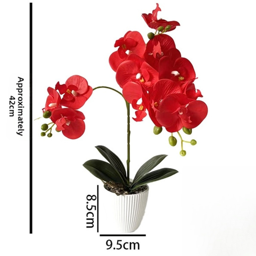 For Home Decor Fake Butterfly Orchid in Stone Pot 16.53in/42cm No Maintenance