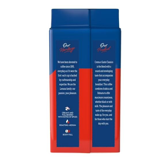 (2 PACK) Lavazza Crema e Gusto Ground Coffee, Medium Roast, Arabica and Robusta.