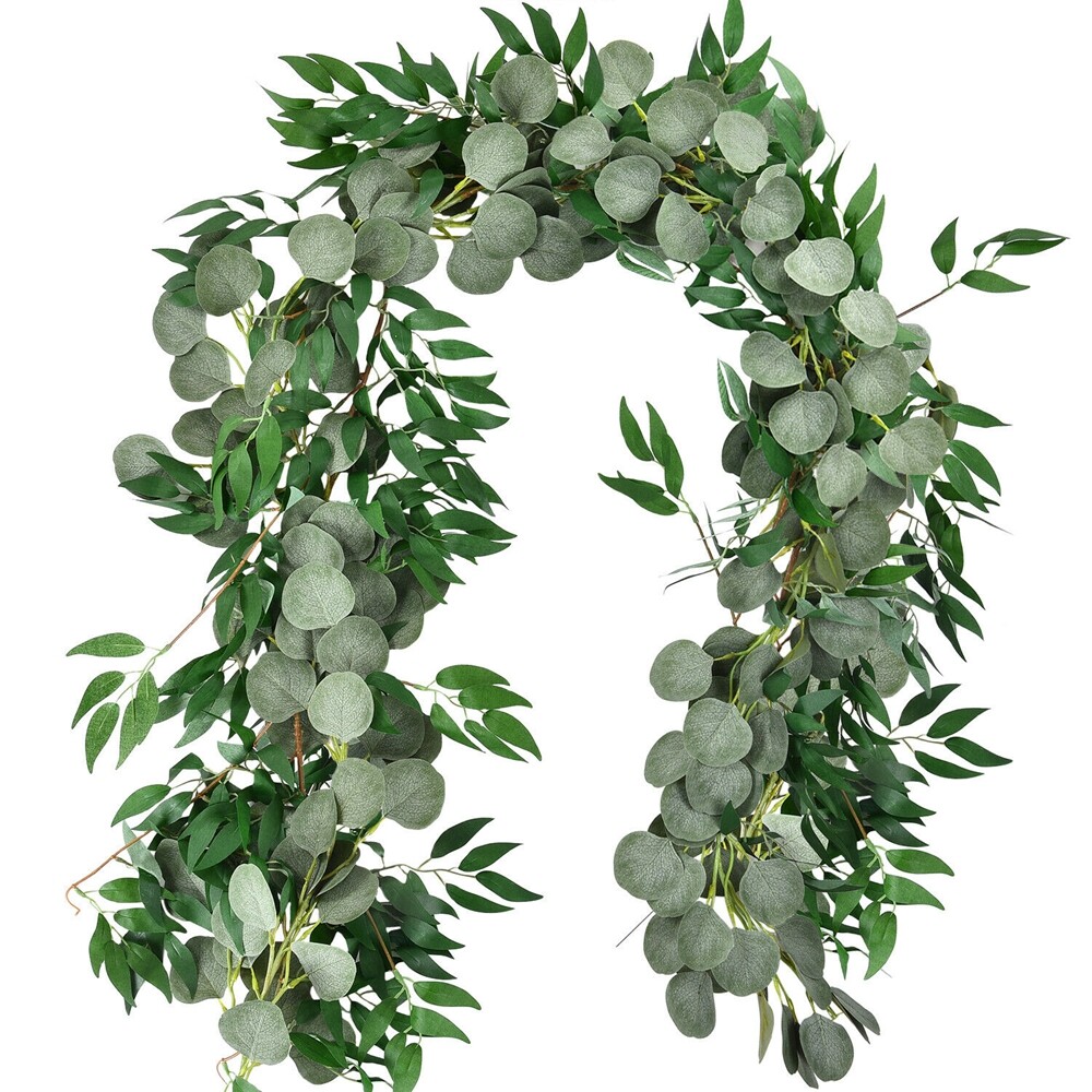 78in Faux Eucalyptus Garland Hanging Leaves Greenery Wall Wedding Decor