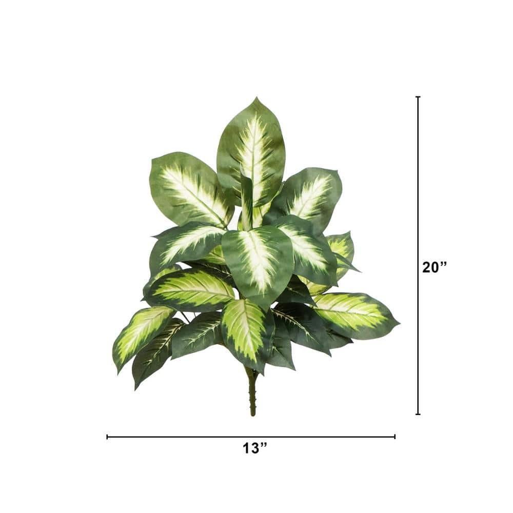 Nearly Natural 20 in. Artificial Golden Dieffenbachia Plant – Set of 6