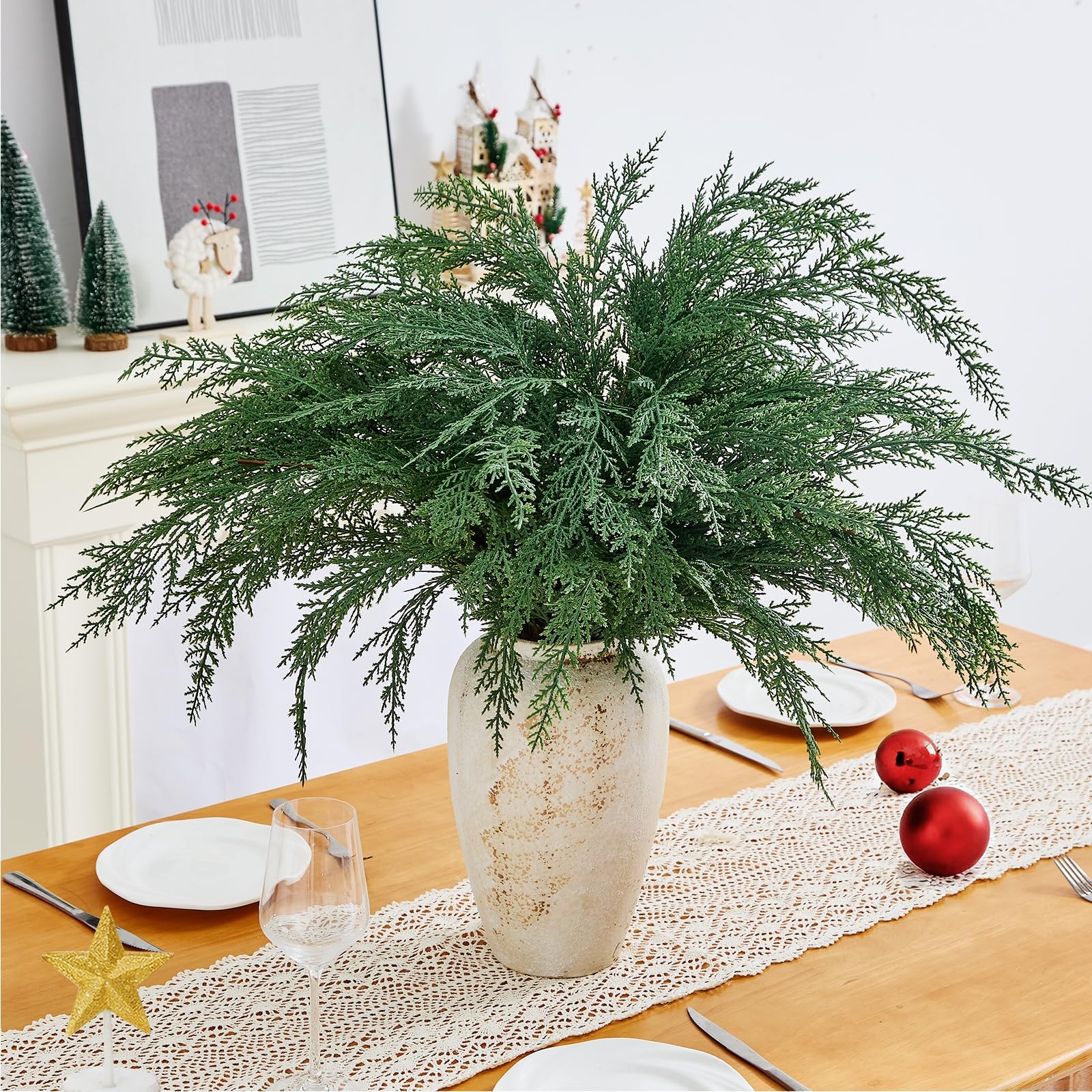 Christmas Cypress Stems for Vases Cedar – Real Touch Realistic Artificial Fau…