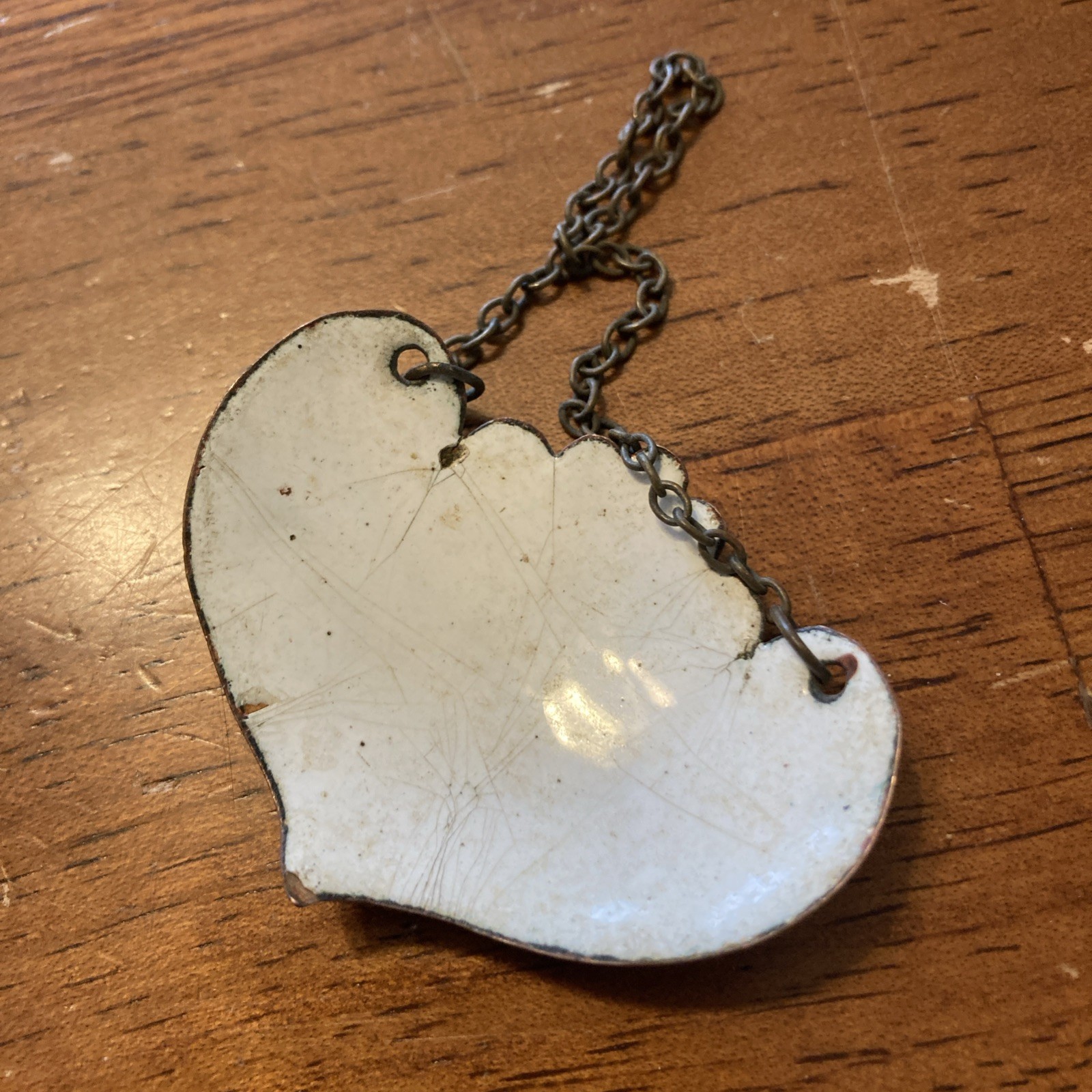Antique Porcelain on Metal Liquor Bottle Tag w Brass Chain WHISKEY