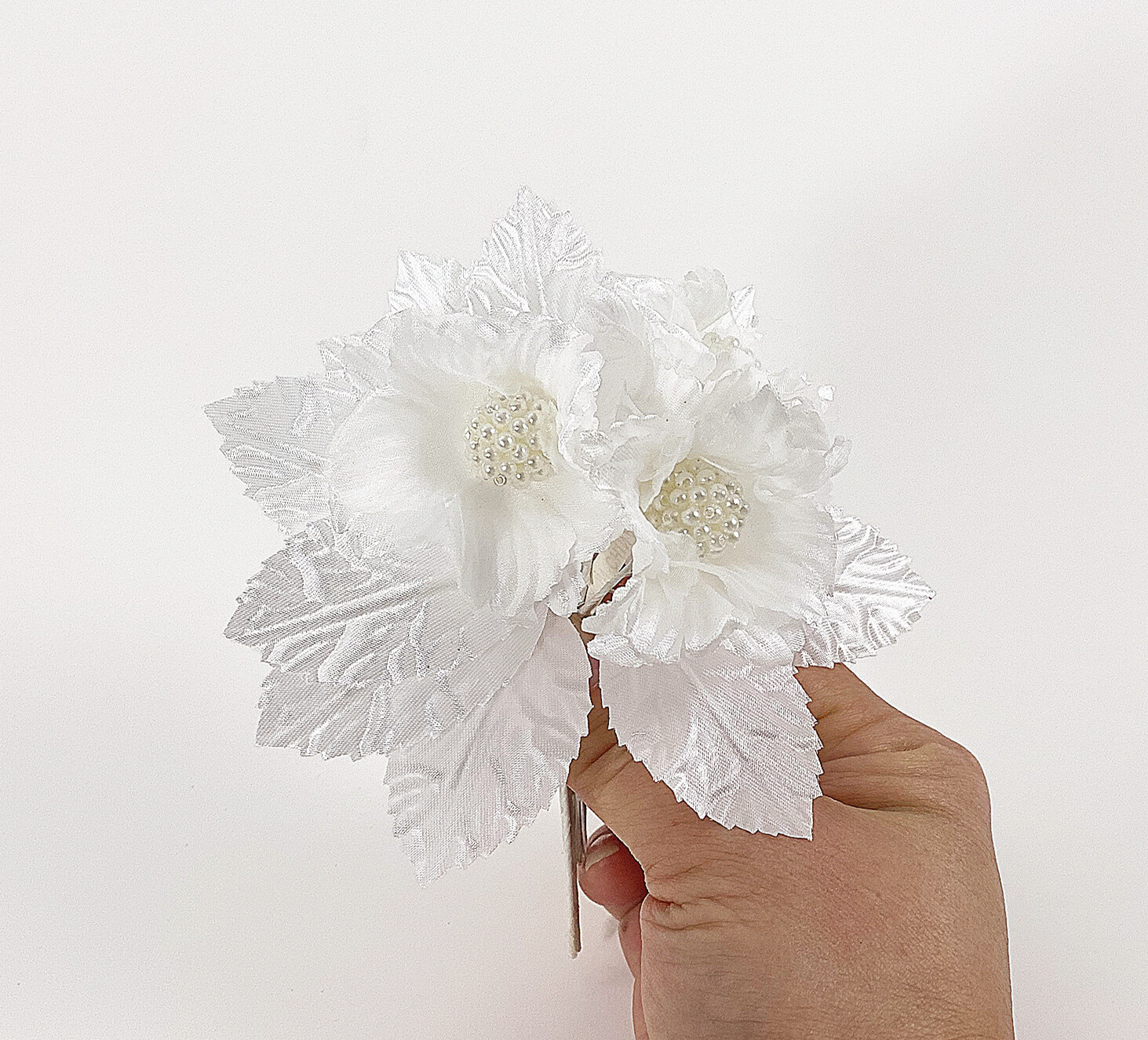 Silk Leaf Green/White Artificial Leaves DIY Corsage Boutonniere Accessory Flower