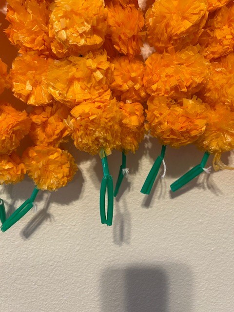 Artificial Orange Marigold Flower Home Decor Art Garland, 75 pieces. USA Seller
