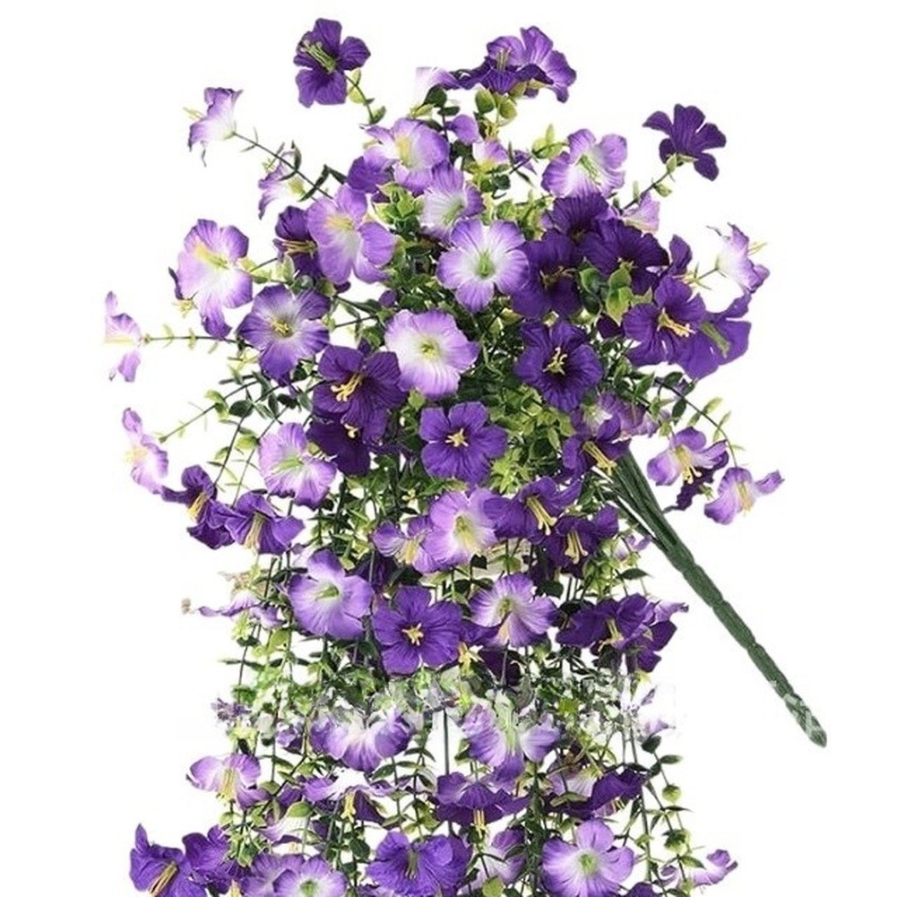 Artificial Hanging Basket with Adjustable Branches Eucalyptus Morning Glory