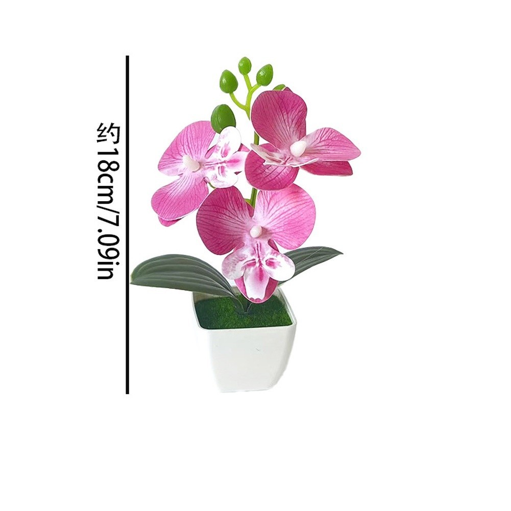 Artificial Orchid Arrangement 3 Bloom 7.09in with Square Pot for Living Room