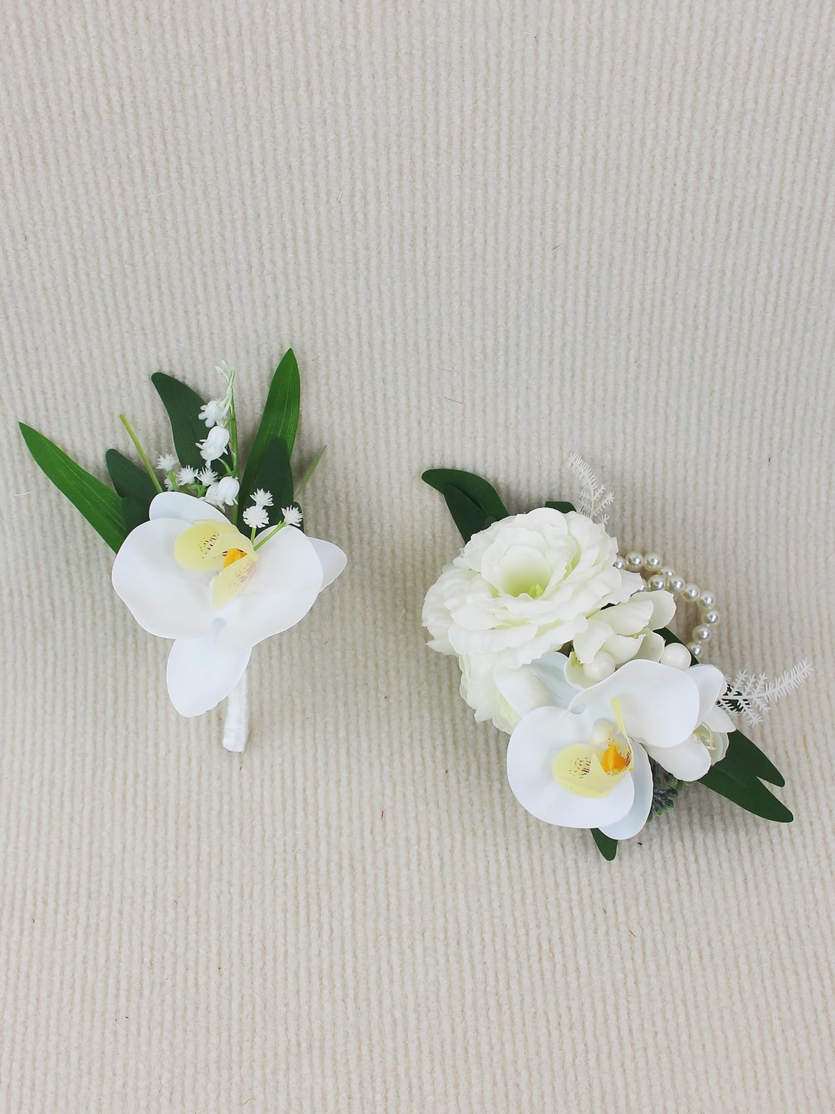 White Orchid Corsage and Boutonniere Set for Prom Homecoming