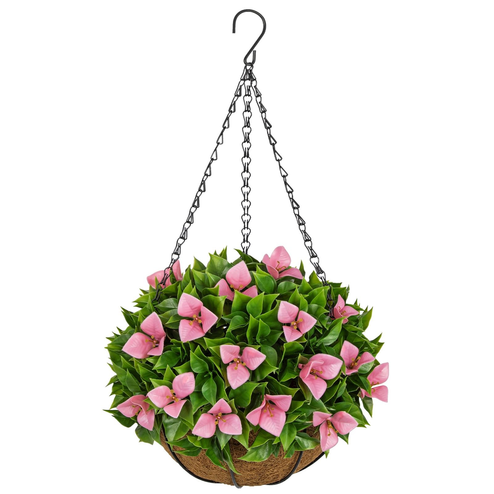Artificial Hanging Flowers with Basket – Fake Bougainvillea Hanging Plant wit…